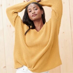 Jenni Kayne Cotton Cabin sweater mustard yellow size M
